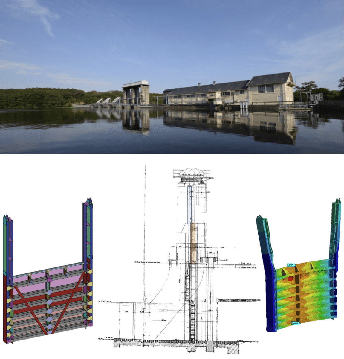 Barrage de Jousseau : études des vannes type wagon de l’évacuateur de crue