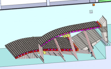 Séparation mobile et plage existante modifiée du bassin futur